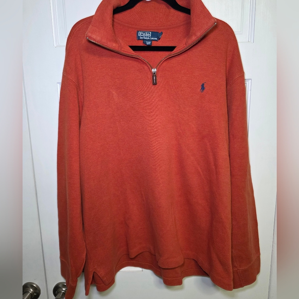 POLO Ralph Lauren Quarter-Zip Pullover Sweater- Big & Tall Size XXL Orange